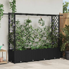 Raised Bed with Trellis and Roof PP Black with Flat Roof (2 Side trellis) 203 cm 136 cm