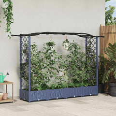 Raised Bed with Trellis and Roof PP Grey with Curved Roof (2 Side trellis) 207 cm 123 cm