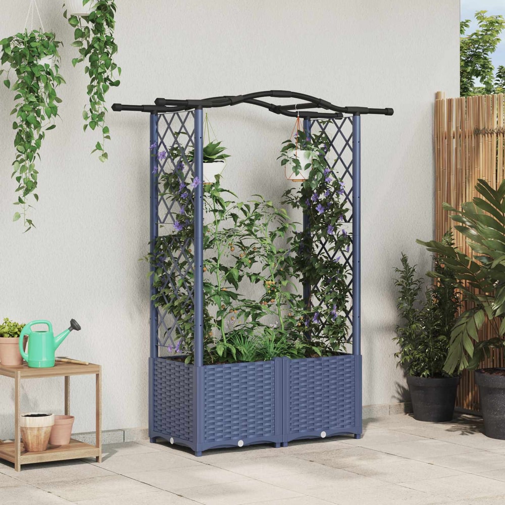 Raised Bed with Trellis and Roof PP Grey with Curved Roof (2 Side trellis) 125 cm 138 cm