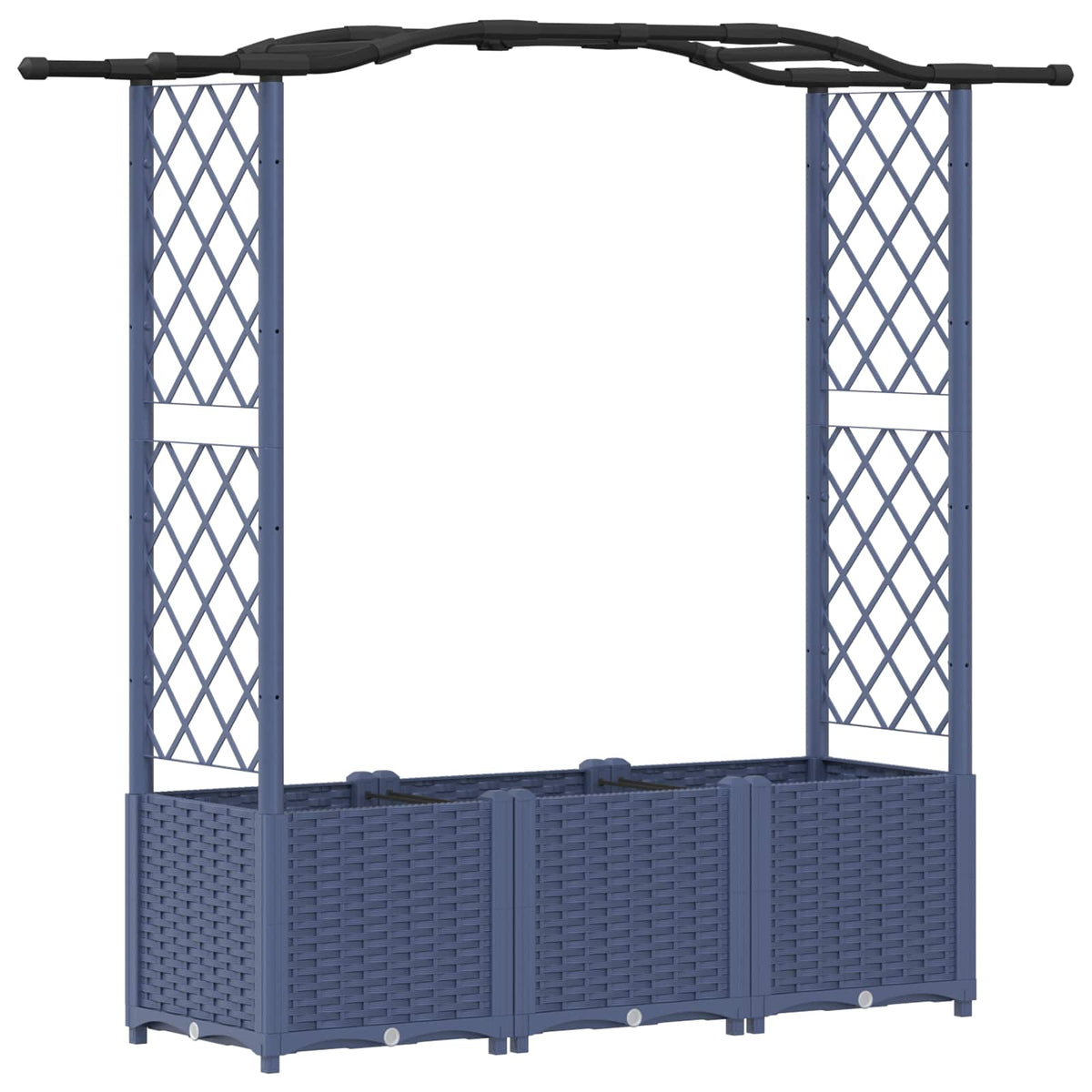 Raised Bed with Trellis and Roof PP Grey with Curved Roof (2 Side trellis) 164 cm 138 cm
