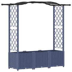 Raised Bed with Trellis and Roof PP Grey with Curved Roof (2 Side trellis) 164 cm 138 cm