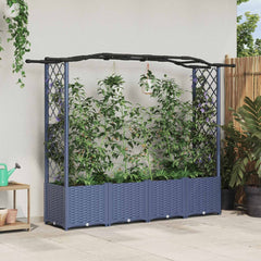 Raised Bed with Trellis and Roof PP Grey with Curved Roof (2 Side trellis) 204 cm 138 cm