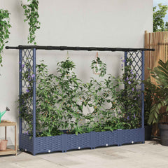 Raised Bed with Trellis and Roof PP Grey with Flat Roof (2 Side trellis) 203 cm 121 cm
