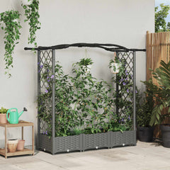 Raised Bed with Trellis and Roof Light Grey with Curved Roof (2 Side trellis) 169 cm 123 cm