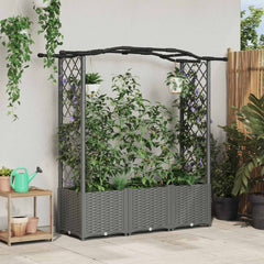 Raised Bed with Trellis and Roof Light Grey with Curved Roof (2 Side trellis) 164 cm 138 cm