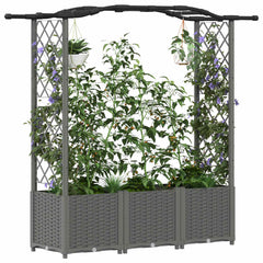 Raised Bed with Trellis and Roof Light Grey with Curved Roof (2 Side trellis) 164 cm 138 cm