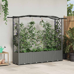 Raised Bed with Trellis and Roof Light Grey with Curved Roof (2 Side trellis) 204 cm 138 cm