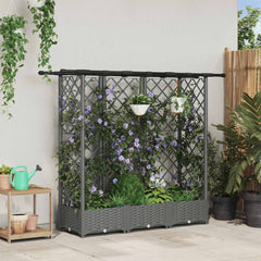 Raised Bed with Trellis and Roof Light Grey with Flat Roof (3 Side trellis) 164 cm 121 cm