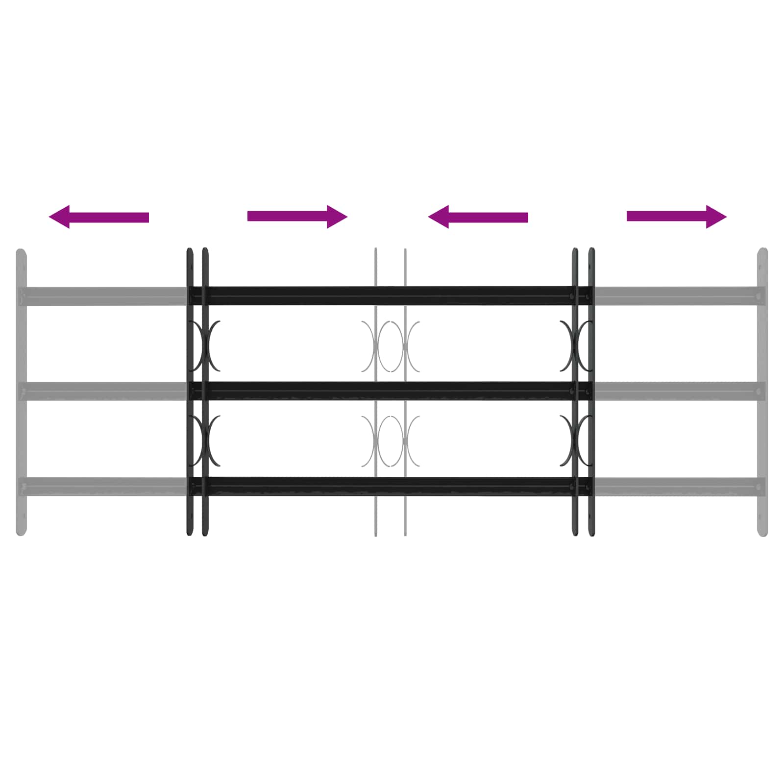 vidaXL Security Grille for Windows with 3 Crossbars 3 pcs 63-114 cm 6