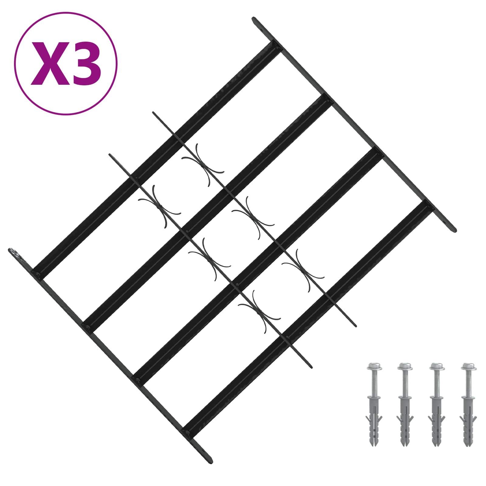 vidaXL Security Grille for Windows with 4 Crossbars 3 pcs 43-74 cm 2
