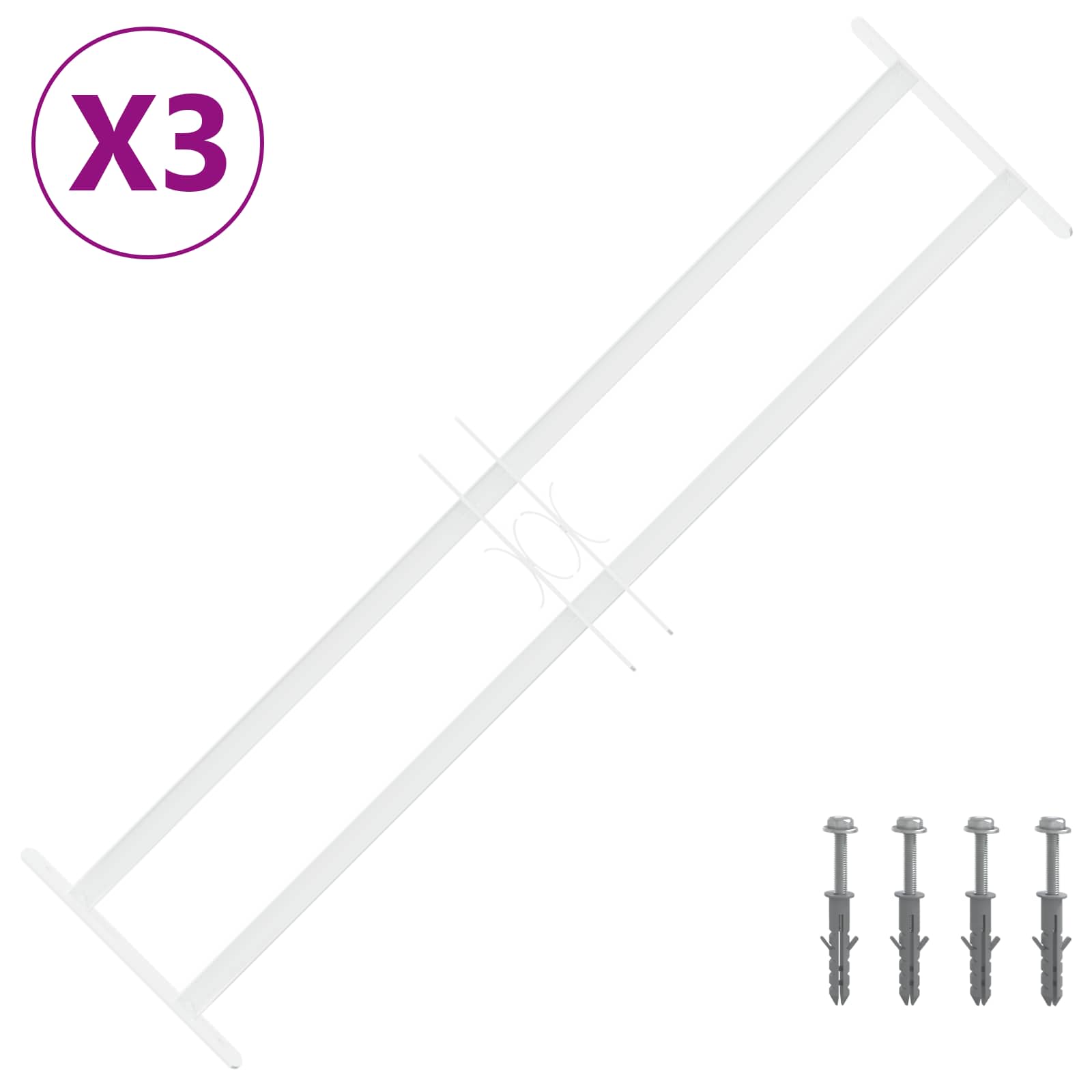 vidaXL Security Grille for Windows with 2 Crossbars 3 pcs 63-114 cm 2