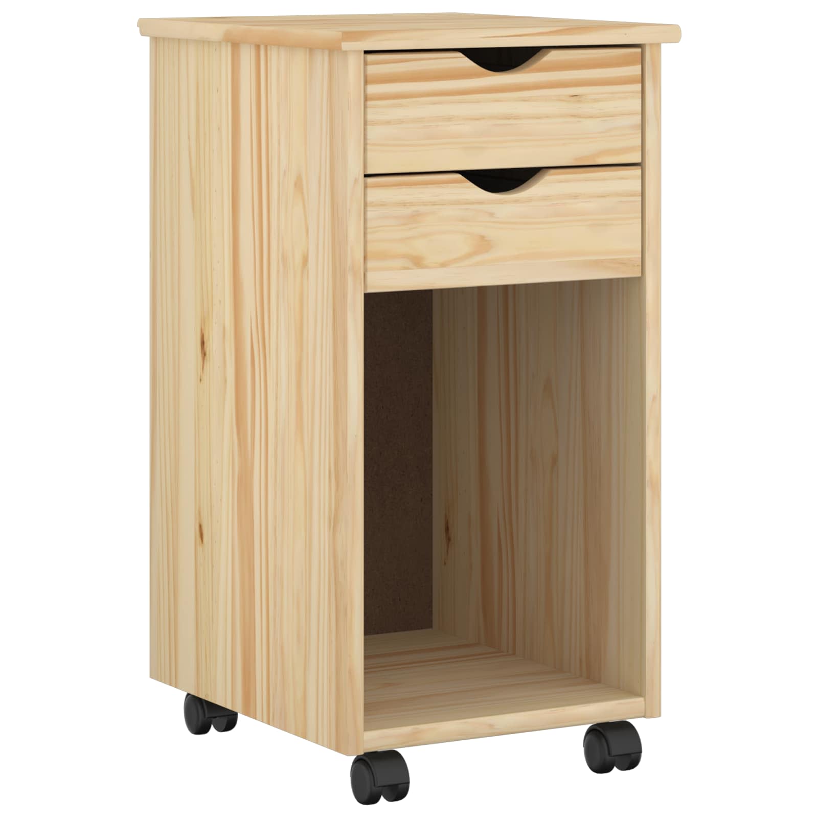 vidaXL Rolling Cabinet 34 x 39 x 65.5 cm Solid Pine Wood Brown 2