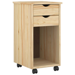 vidaXL Rolling Cabinet 34 x 39 x 65.5 cm Solid Pine Wood Brown 2