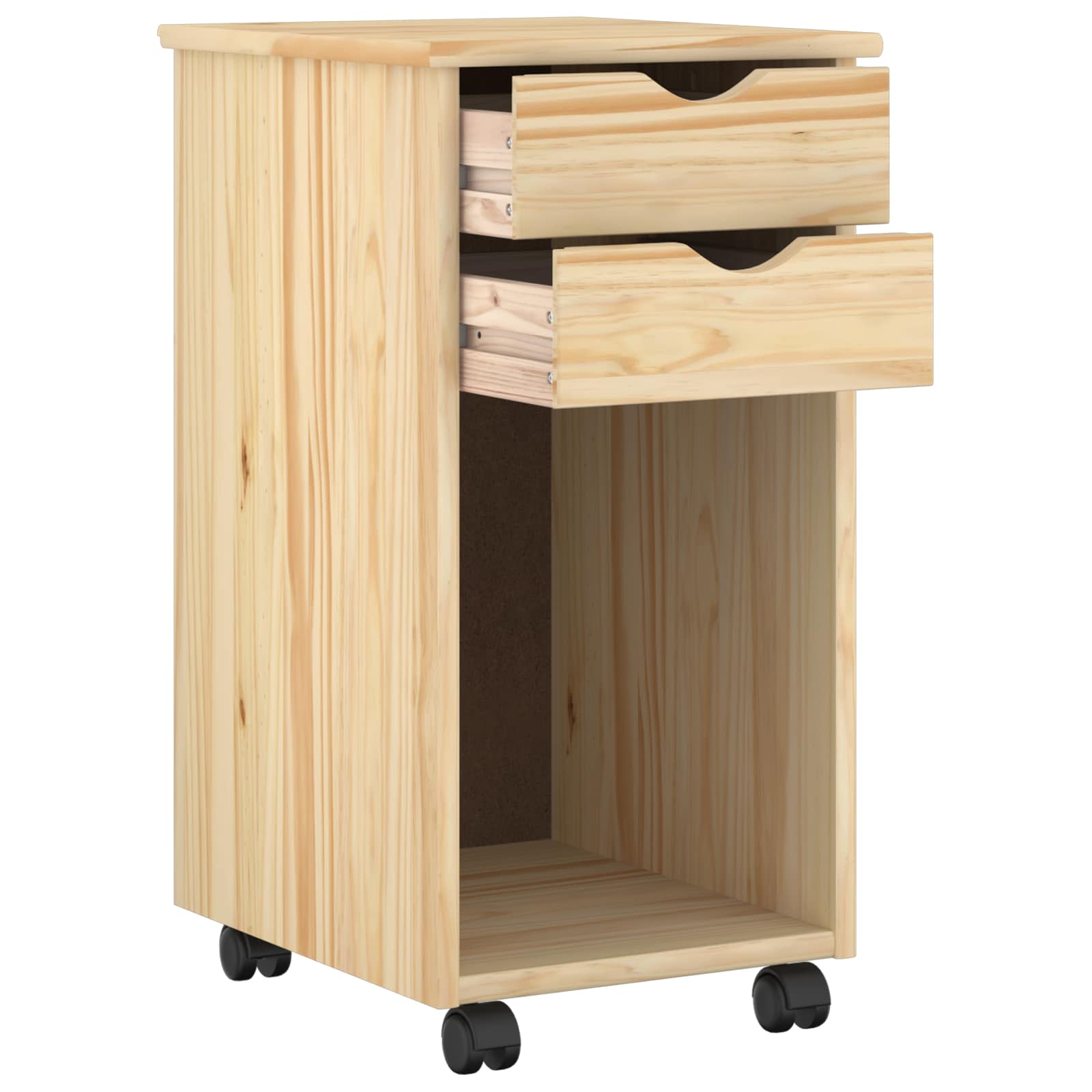 vidaXL Rolling Cabinet 34 x 39 x 65.5 cm Solid Pine Wood Brown 3