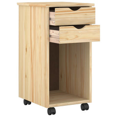 vidaXL Rolling Cabinet 34 x 39 x 65.5 cm Solid Pine Wood Brown 3