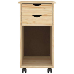 vidaXL Rolling Cabinet 34 x 39 x 65.5 cm Solid Pine Wood Brown 4