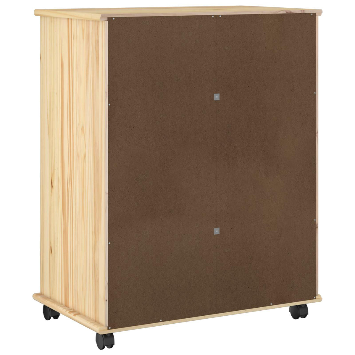 Rolling Cabinet Solid Pine Wood Brown, image 6