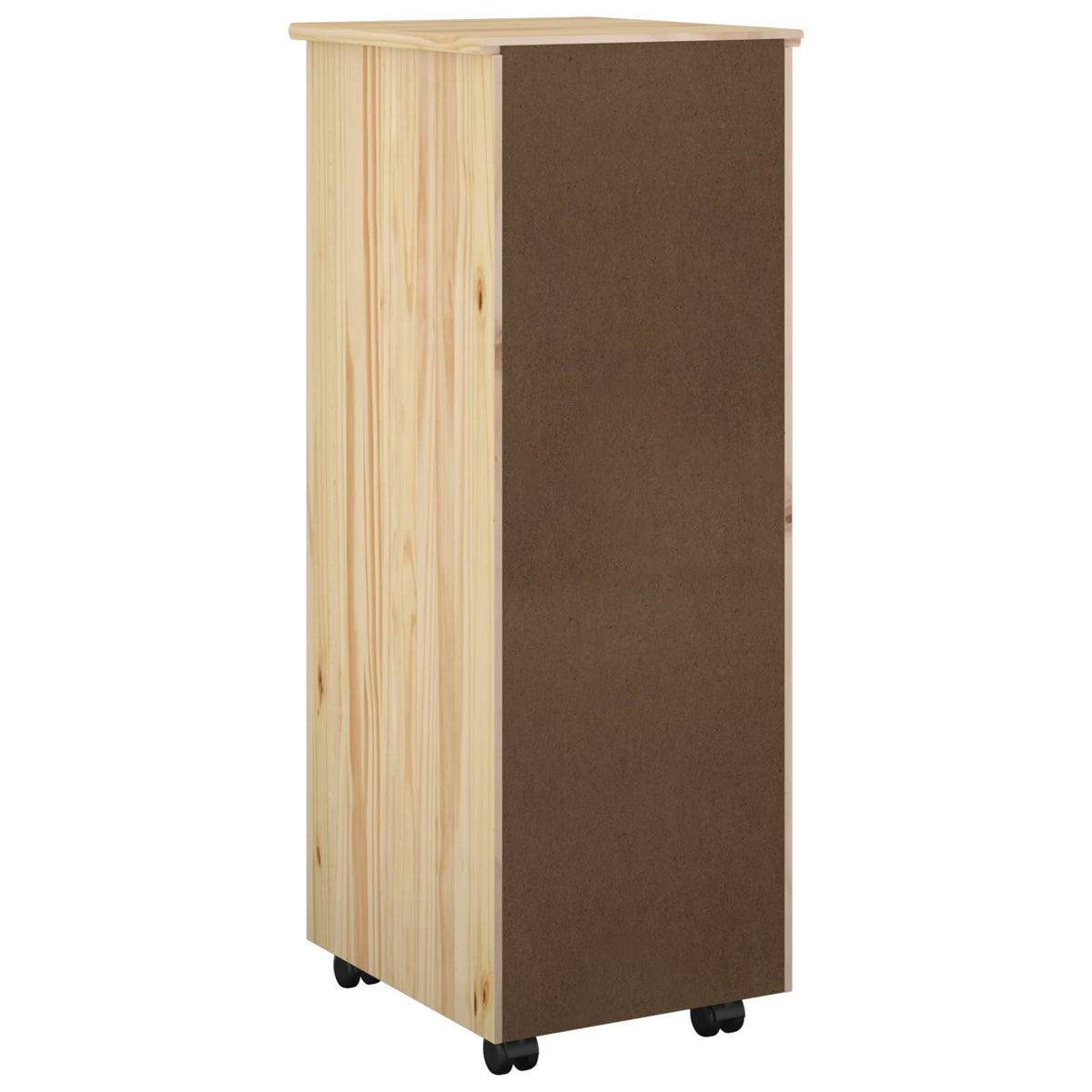 Rolling Cabinet Solid Pine Wood Brown, image 6