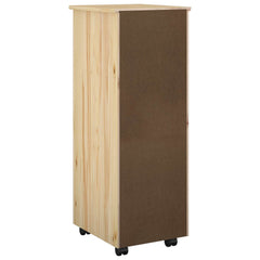 Rolling Cabinet Solid Pine Wood Brown, image 6