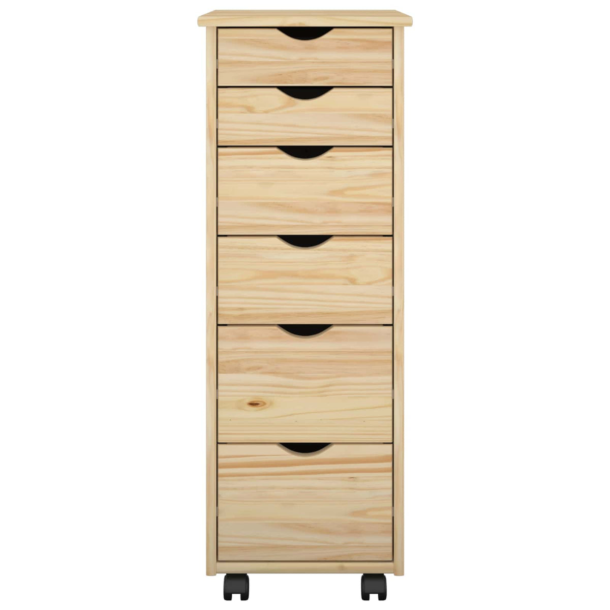 Rolling Cabinet Solid Pine Wood Brown, image 4