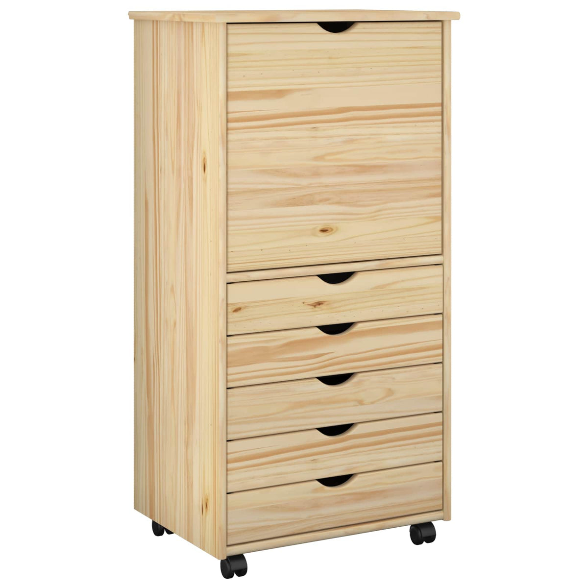 Rolling Cabinet 53 x 39 x 103 cm Solid Pine Wood Brown