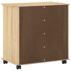 Rolling Cabinet Solid Pine Wood Brown, image 6
