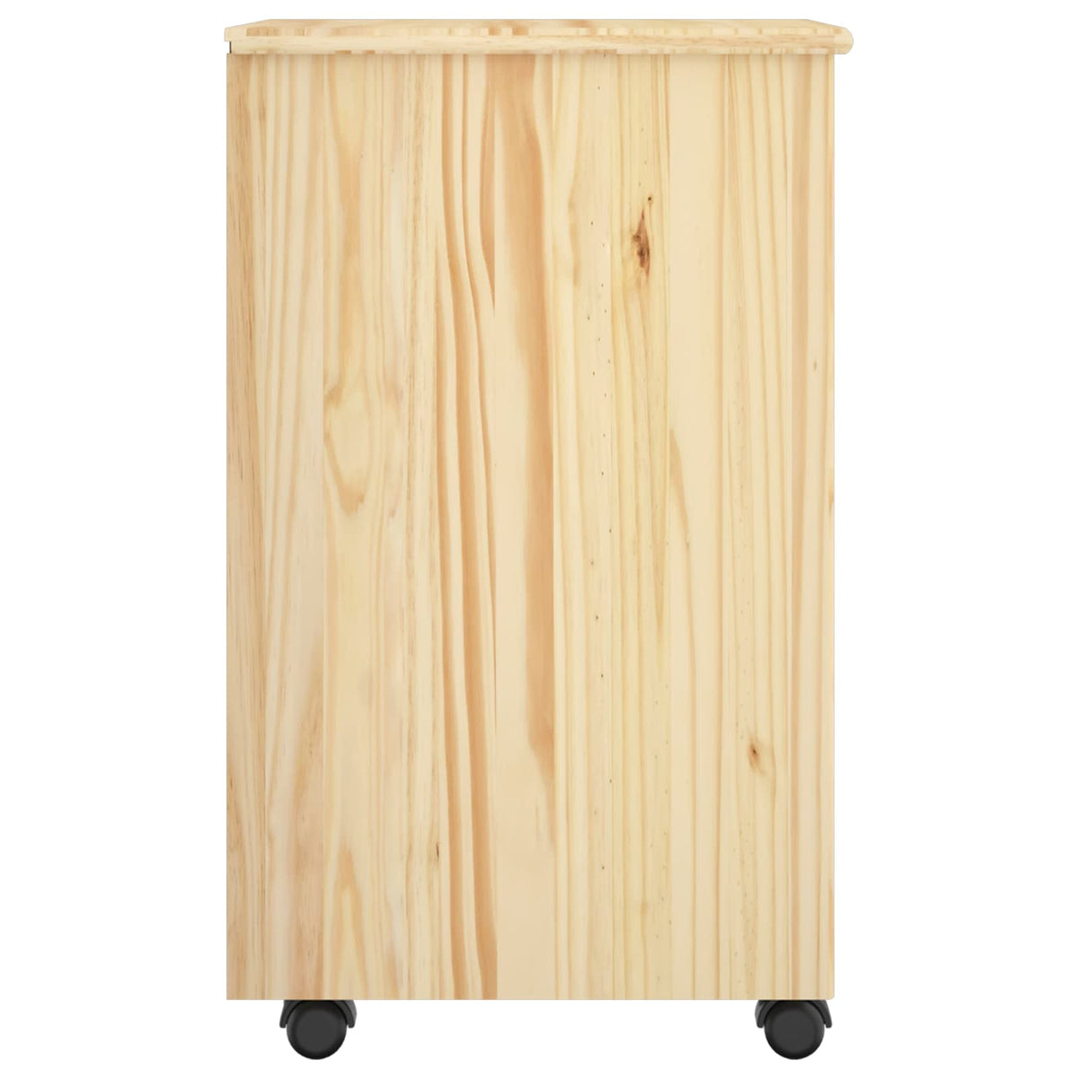 Rolling Cabinet Solid Pine Wood Brown, image 5
