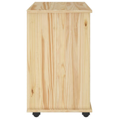 vidaXL Rolling Cabinet 63.5 x 39 x 65.5 cm Solid Pine Wood Brown 5