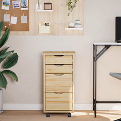 vidaXL Rolling Cabinet with Desk MOSS 34 x 39 x 65.5 cm Clear Varnish 3