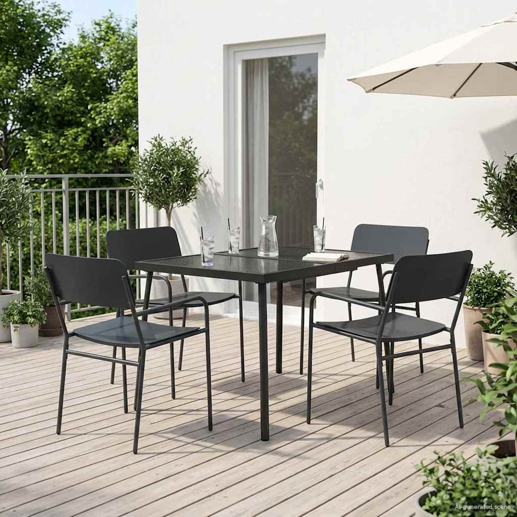 Dining Set 5 pcs Anthracite Steel 110 cm 80 cm 4-seater
