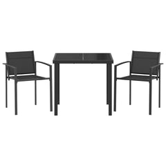 vidaXL Outdoor Furniture Set 3 pcs Black and Anthracite Textilene 6