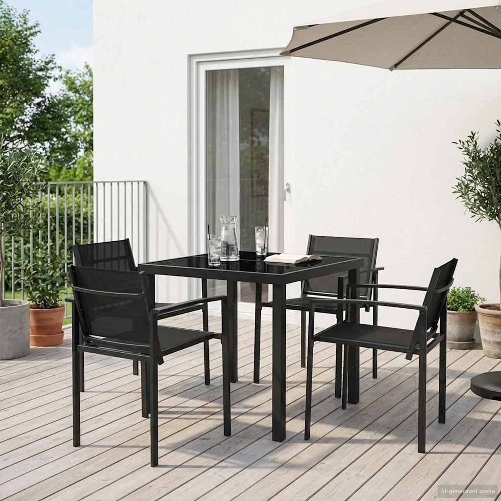 vidaXL Outdoor Furniture Set 5 pcs Black and Anthracite Textilene 1