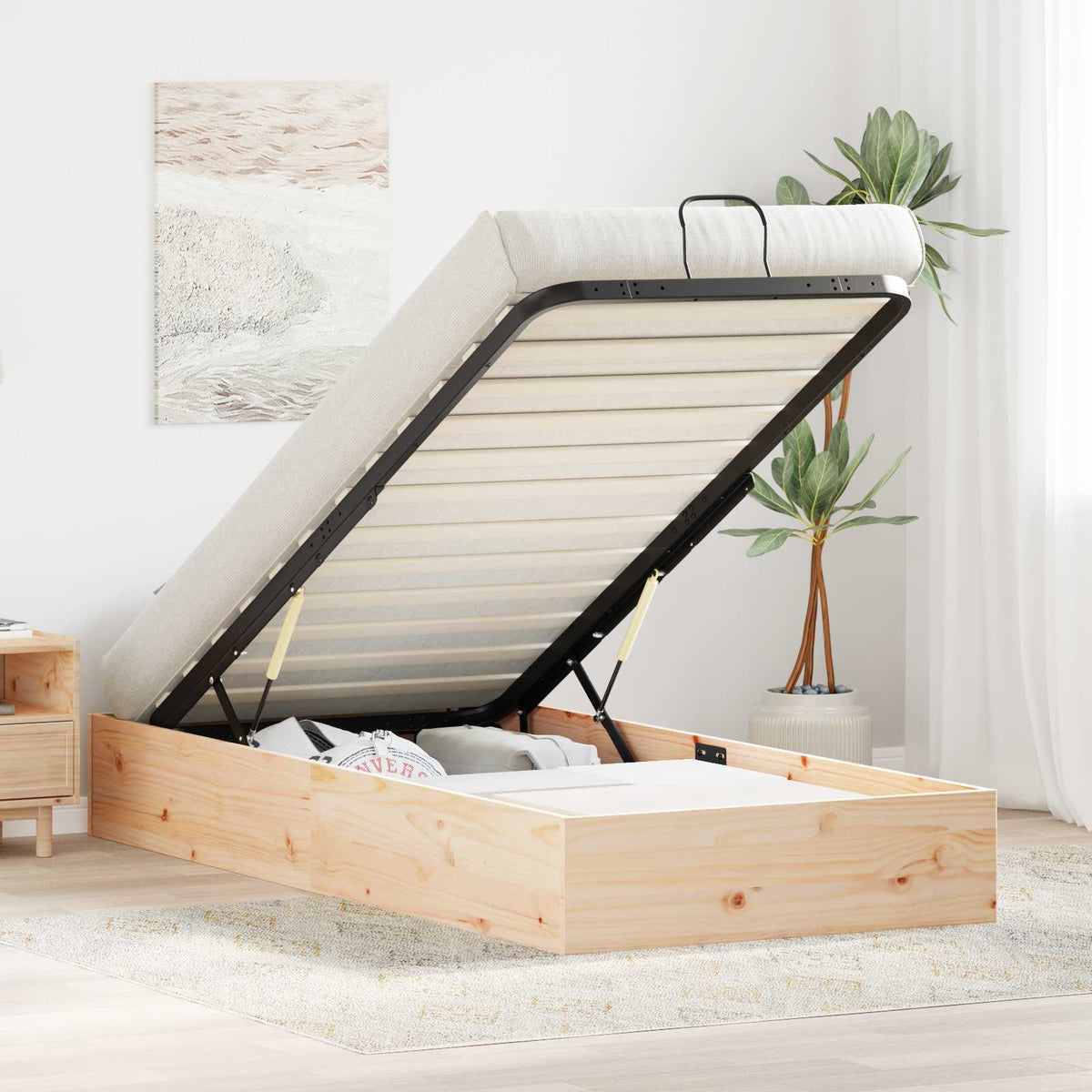 Ottoman Bed Frame Storage Length Natural