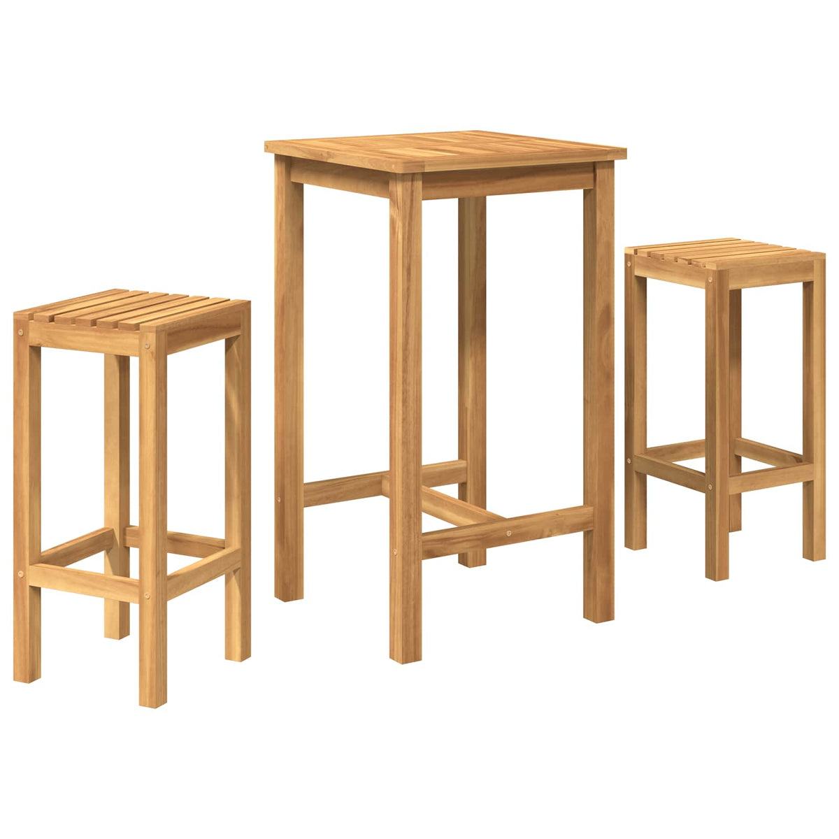 vidaXL Outdoor Bar Set 3 pcs Untreated Solid Teak Wood 2