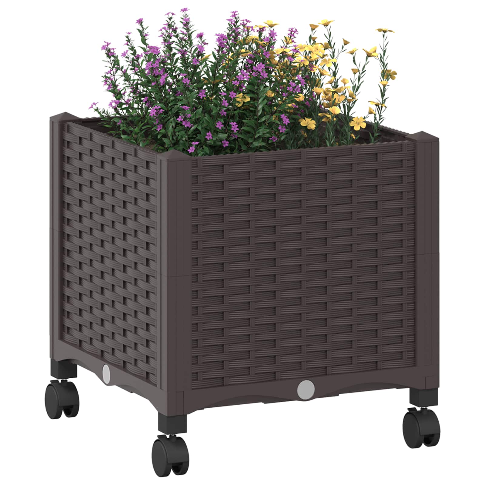 vidaXL Garden Planter with Wheels Brown 40 x 40 x 44 cm PP 3