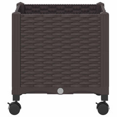 vidaXL Garden Planter with Wheels Brown 40 x 40 x 44 cm PP 4