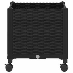 vidaXL Garden Planter with Wheels Black 40 x 40 x 44 cm PP 4