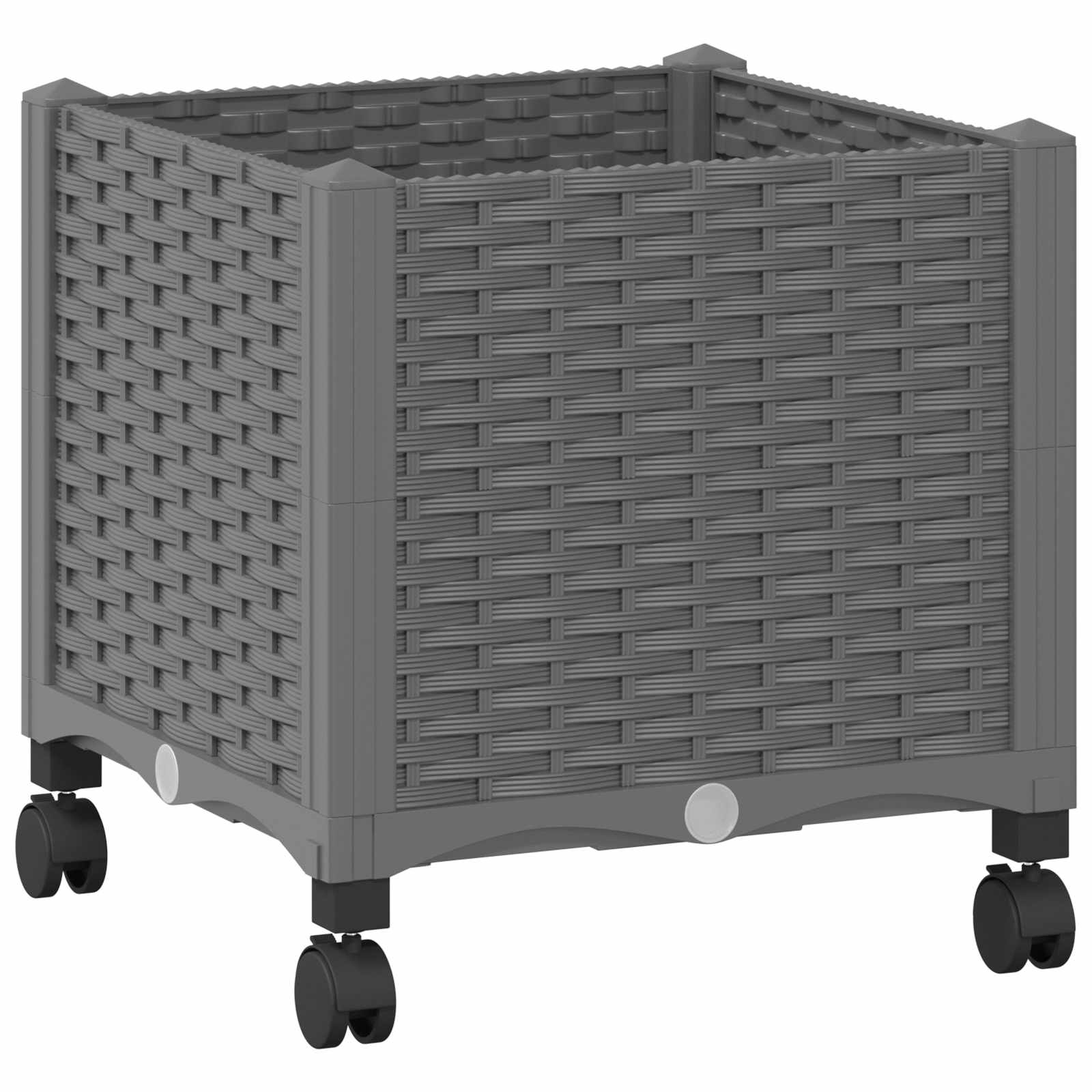 vidaXL Garden Planter with Wheels Light Grey 40 x 40 x 48 cm PP 2