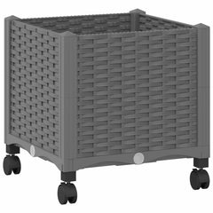 vidaXL Garden Planter with Wheels Light Grey 40 x 40 x 48 cm PP 2