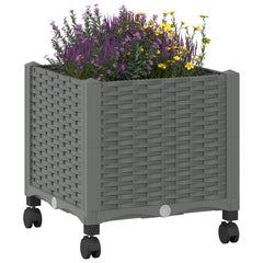 vidaXL Garden Planter with Wheels Light Grey 40 x 40 x 48 cm PP 3