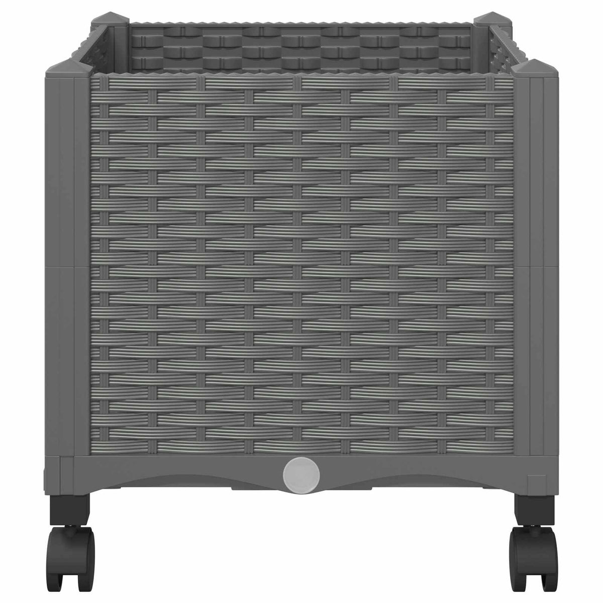 Garden Planter 40 x 40 x 29 cm PP with Wheels Light Grey 40 x 40 x 38 cm