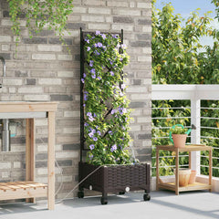 Garden Planter with Irrigation&Wheels 40 x 40 x 148 cm PP with Wheels Brown 126 cm