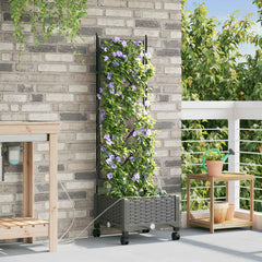 Garden Planter with Irrigation&Wheels 40 x 40 x 148 cm PP with Wheels Light grey 126 cm
