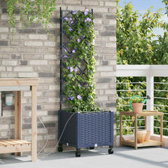 Garden Planter with Irrigation&Wheels 40 x 40 x 148 cm PP with Wheels Grey 142 cm