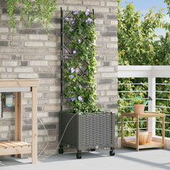 Garden Planter with Irrigation&Wheels 40 x 40 x 148 cm PP with Wheels Light grey 142 cm