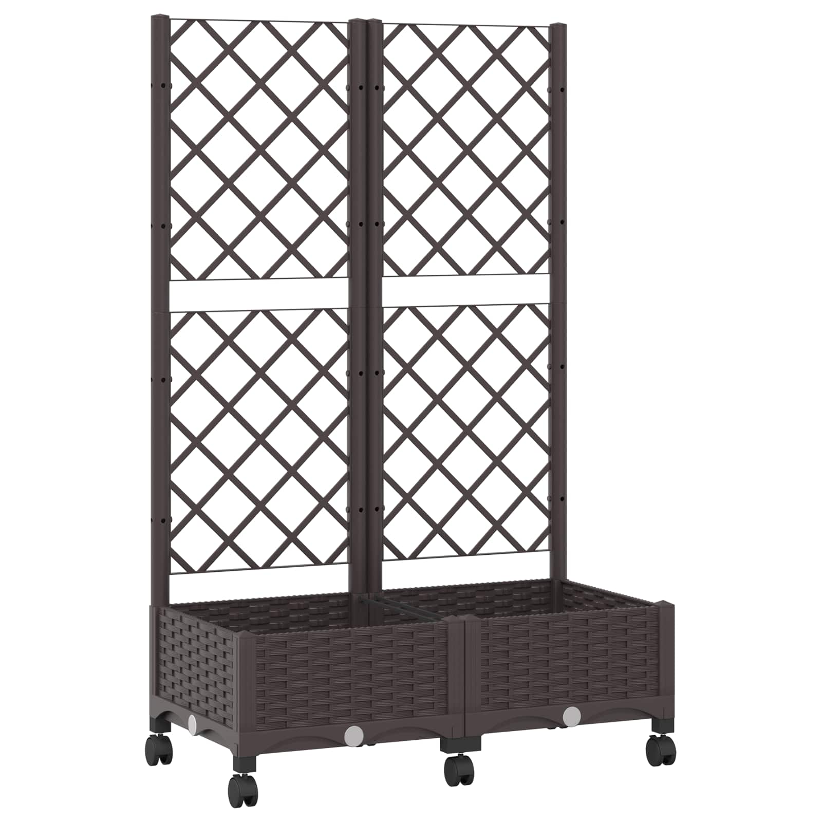 vidaXL Garden Planter with Trellis&Wheels Brown 80 x 40 x 131.5 cm PP 2
