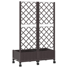 vidaXL Garden Planter with Trellis&Wheels Brown 80 x 40 x 131.5 cm PP 5