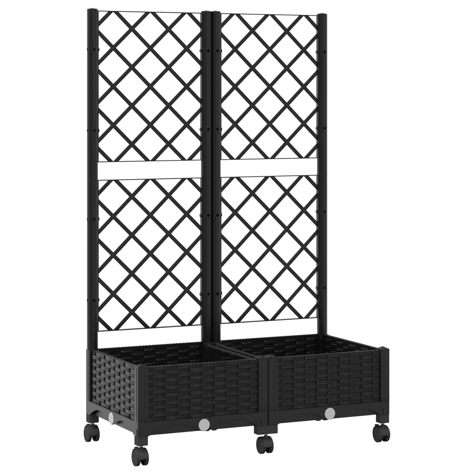 vidaXL Garden Planter with Trellis&Wheels Black 80 x 40 x 131.5 cm PP 2