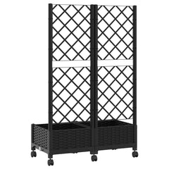 vidaXL Garden Planter with Trellis&Wheels Black 80 x 40 x 131.5 cm PP 5