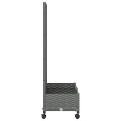 vidaXL Garden Planter with Trellis&Wheels Light Grey PP 4